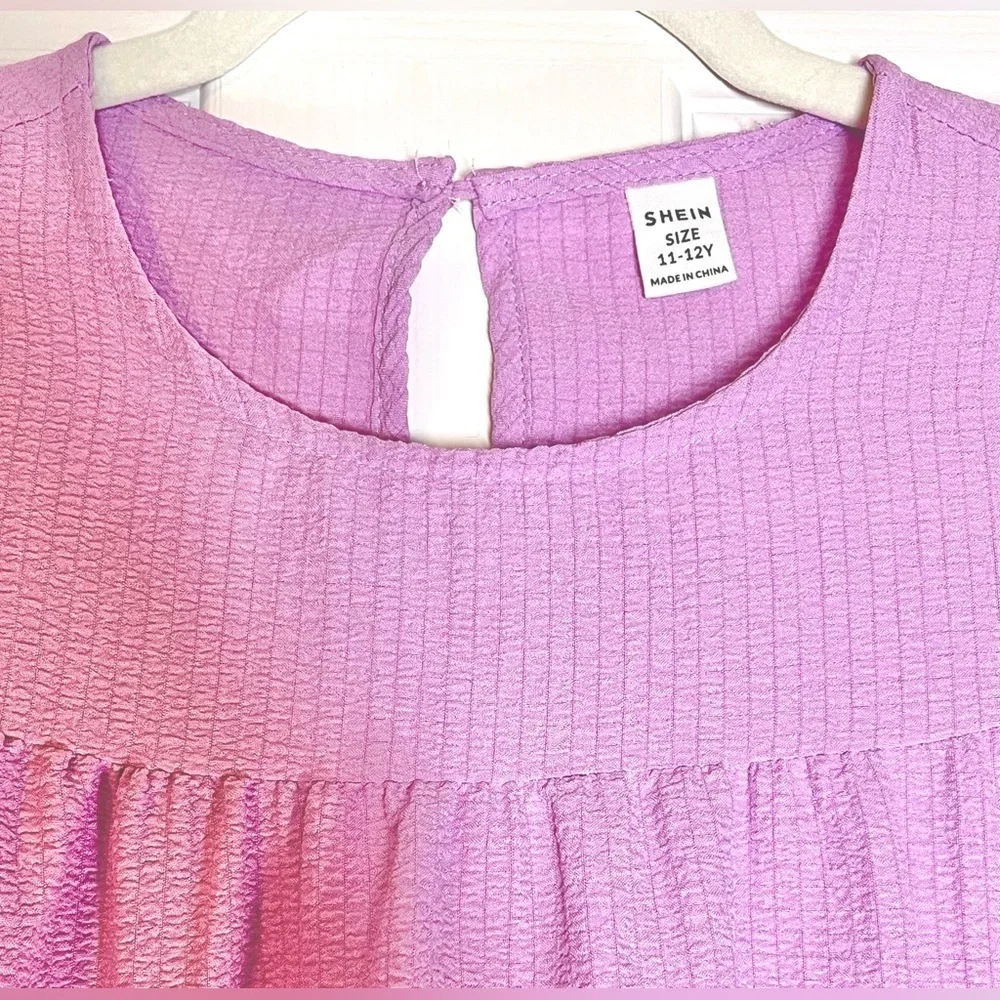 NWOT SHEIN Kids Girls Keyhole Back Ruffle Hem Smock Dress Size  11-12Y‎